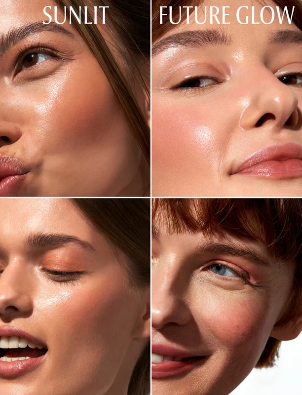 Close up of creamy tinted balm texture melting on skin