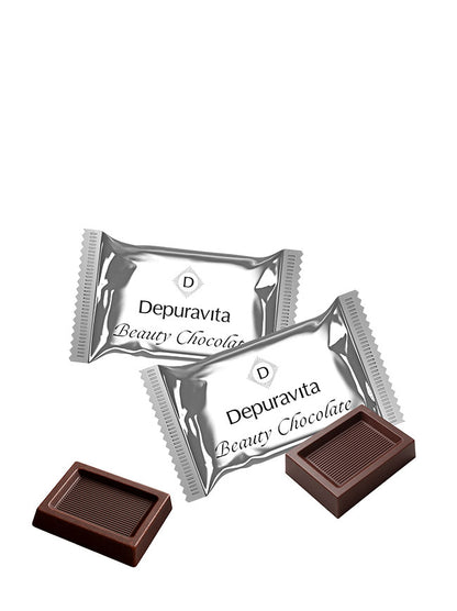 Depuravita Beauty Chocolate packaging on a white background
