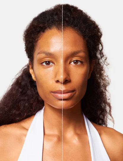Close up of glowing complexion achieved with HOLITINT botanical tinted serum