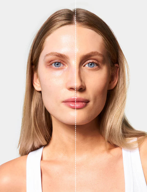 Model with radiant healthy looking skin wearing OIO Lab HOLITINT medium coverage tint