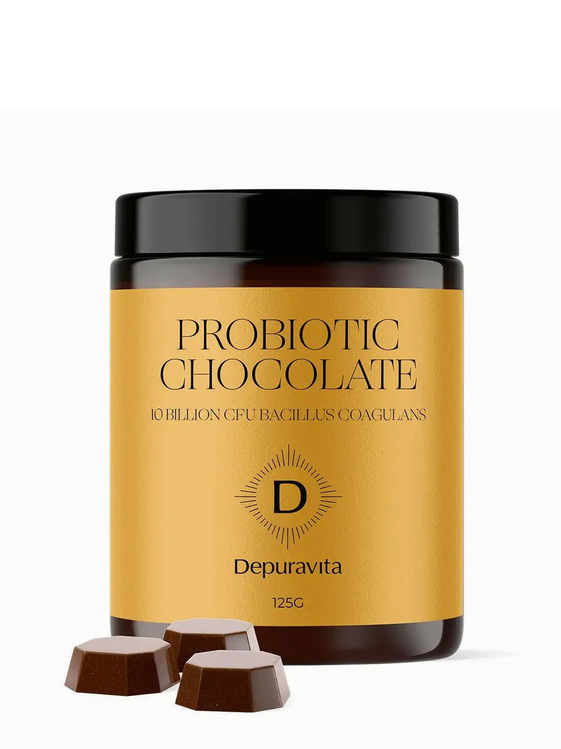 Probiotic chocolate bar enriched with beneficial live cultures for improved digestive health and delicious taste.