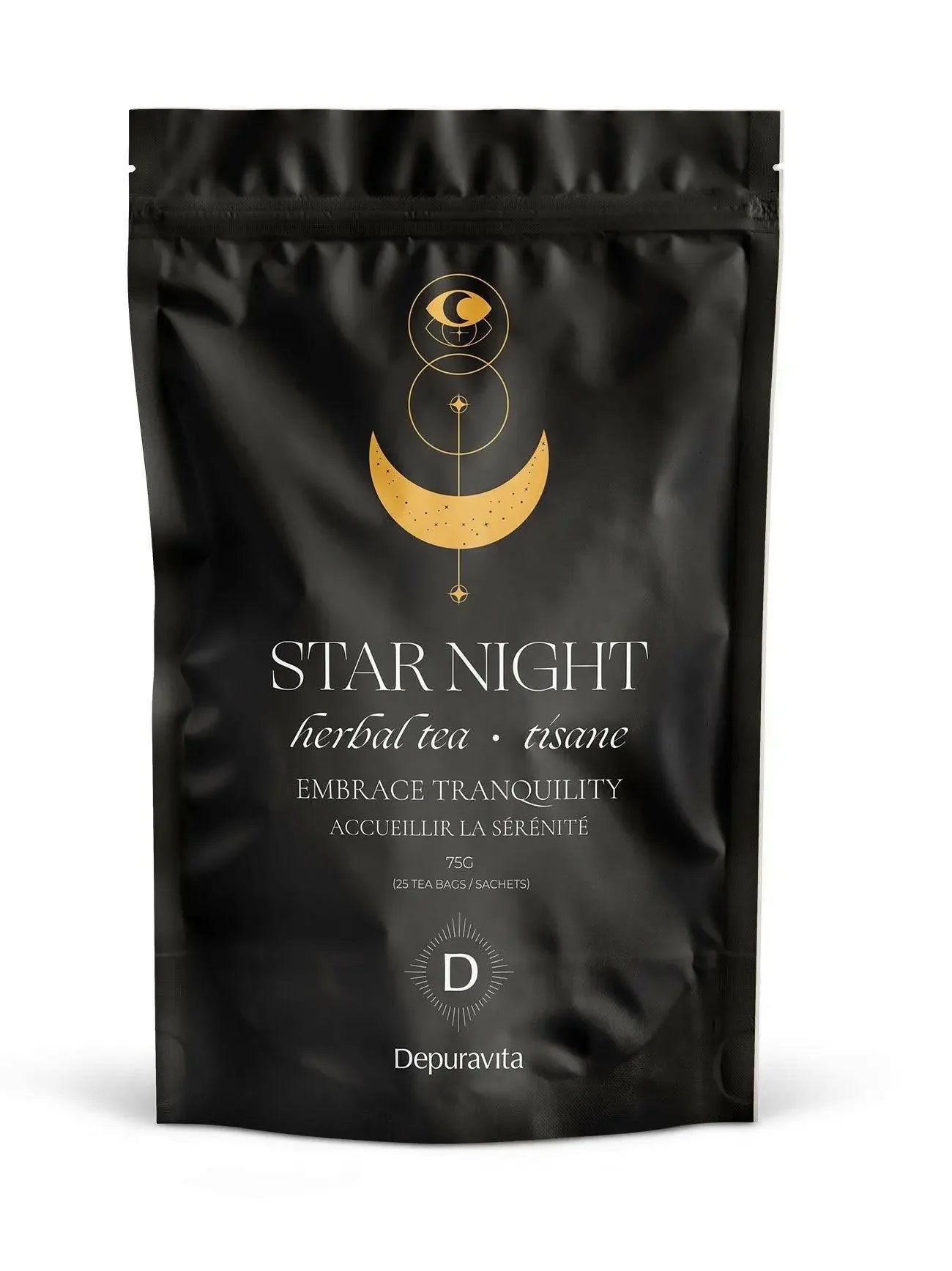 Bag of &quot;Star Night&quot; herbal tea by Depuravita. A delicious and healthy alternative to coffee.